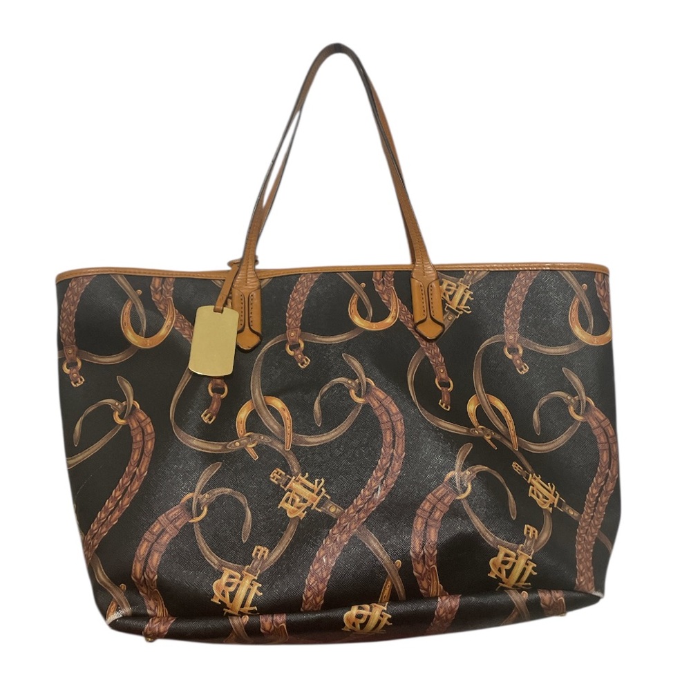 Ralph Lauren Black and Tan Tote Bag